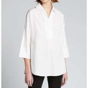 Akris Punto Elements Kimono White Top Blouse Shirt 100% Cotton US 12